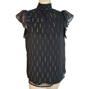 NWT CeCe Chiffon fully lined blouse with gold embellishment details